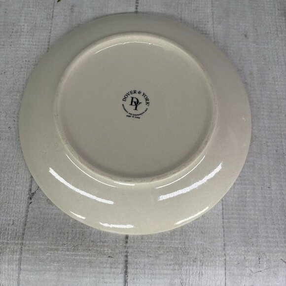 Dover & York DYO1 CIRCLES Rings Swirl Aqua Stoneware Coupe Salad Plates Set of 3 - Picture 7 of 16